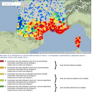 Carte Virbac des cas de leishmaniose recensés en France en 2014